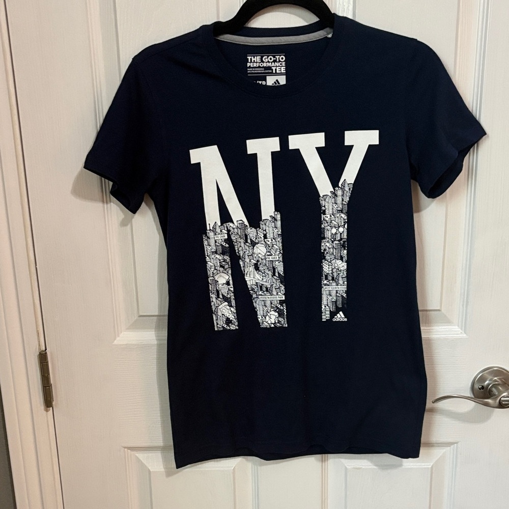 adidas Navy White NY City Graphic Tee